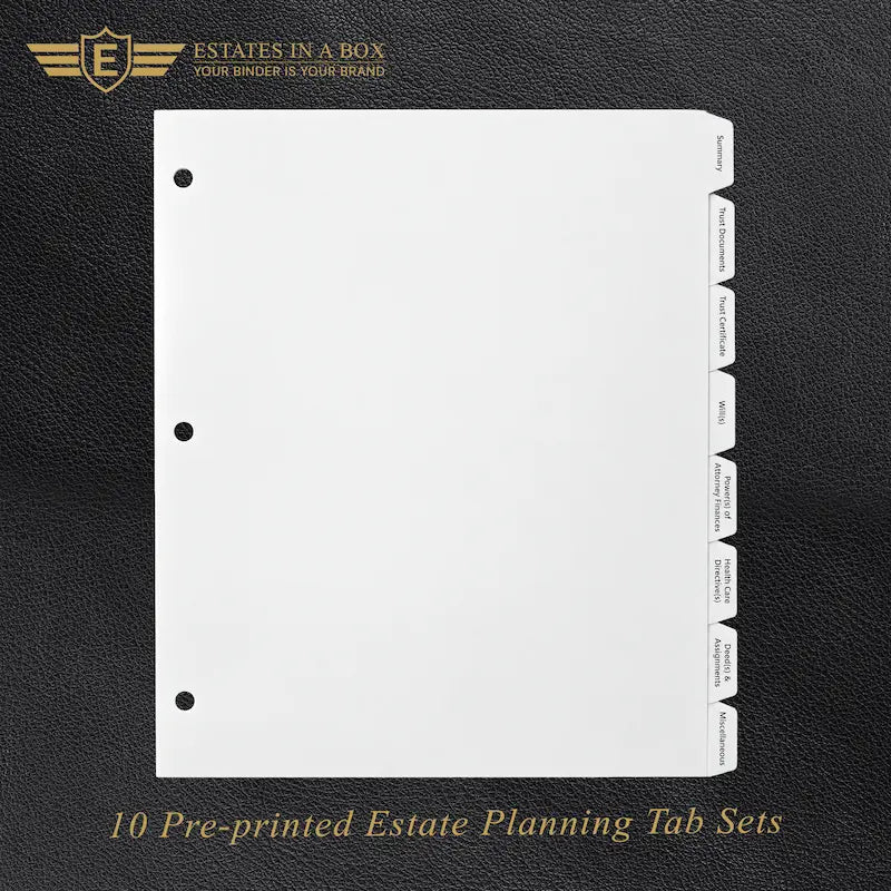 Estate Planning Tab Sets – 10 Sets