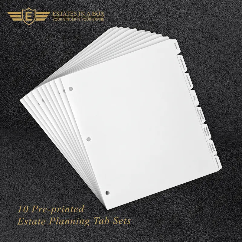Estate Planning Tab Sets – 10 Sets